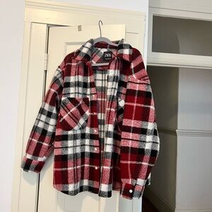 Zara Red and Black Plaid Shacket